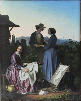 Волохов Дмитрий Петрович. Девушка за рукоделием в саду